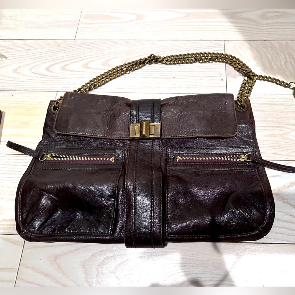 Lanvin brown leather bag with chain strap